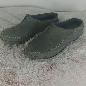 Skechers Gray Suede Mules/Slip Ons